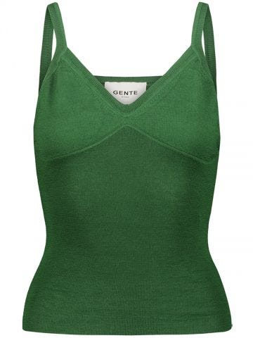 Green fitted fine knit Top