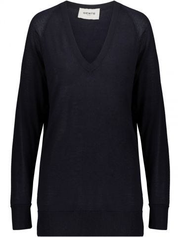Blue over V-neck long sleeved Sweater