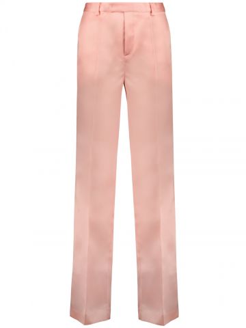 Pantalone rosa con pinces in organza