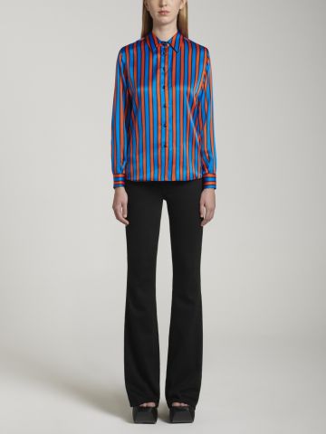 Red and blue striped satin Shirt