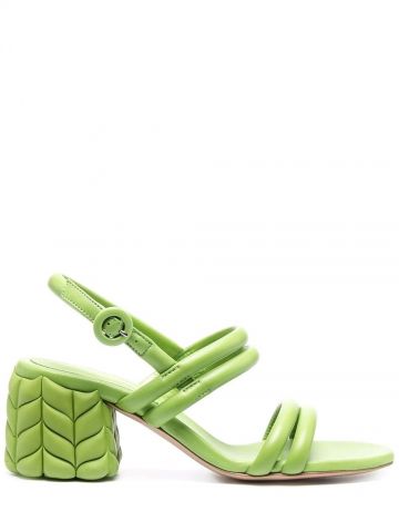 Quilted detail green Sandals