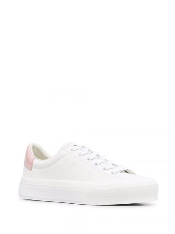 White City Court Sneakers with pink contrasting detail