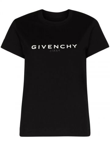 T-shirt nera con stampa fronte-retro