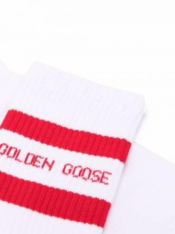 White ribbed Socks with red details