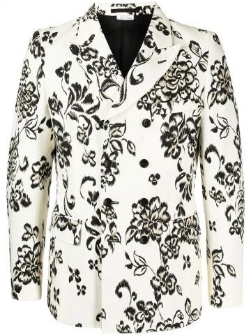 White double breasted floral Blazer