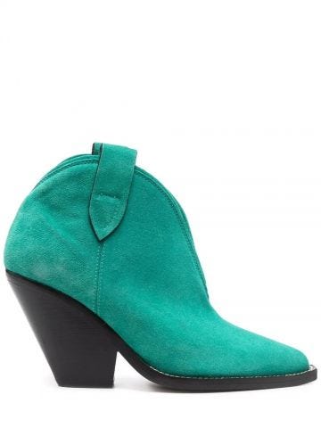 Pointed green ankle Boots
