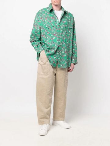 Camicia verde con stampa floreale