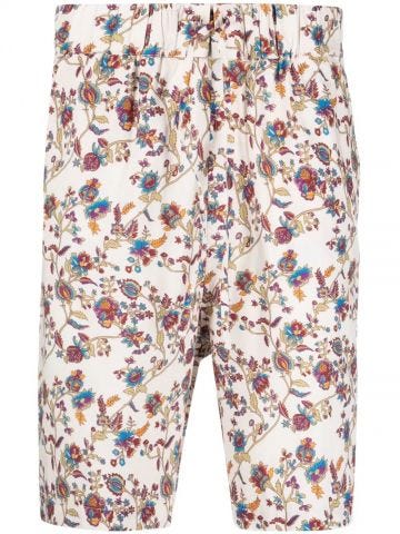 Floral print white Bermuda Shorts