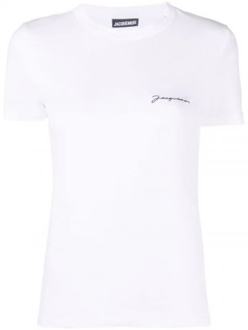 T-shirt bianca con ricamo