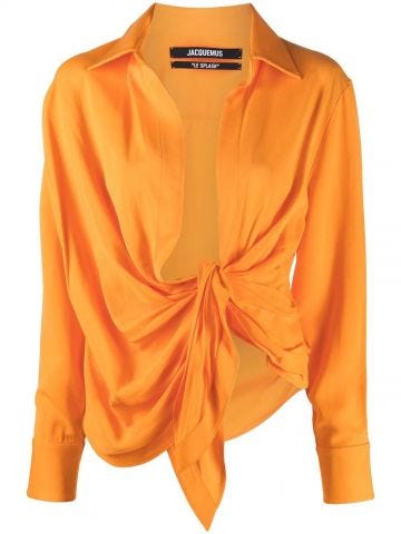 Draped knot orange Shirt