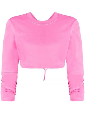 Pink long-sleeved crop Top