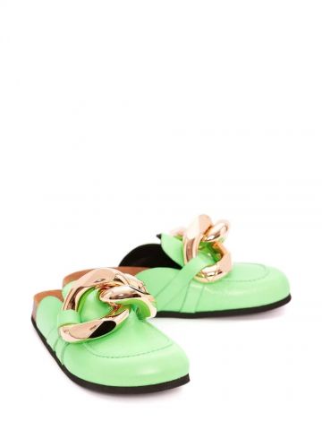 Green Mules with chain detail