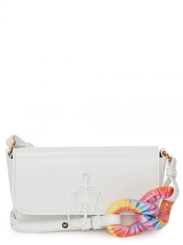 White Baguette Anchor Bag with tie-dye chain