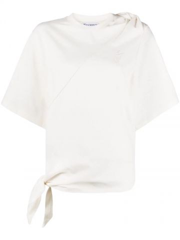 T-shirt bianca con nodo laterale