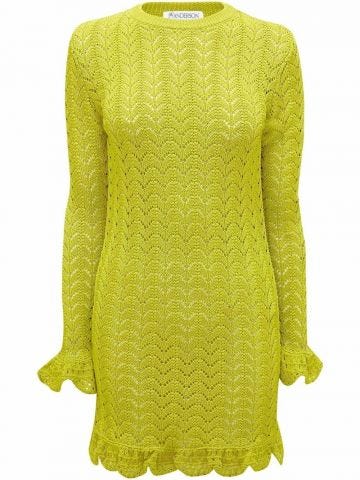 Yellow ruffled crochet Dress