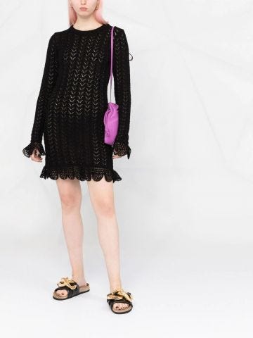 Black ruffled crochet Dress