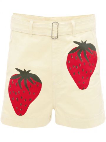 Strawberry print beige Shorts