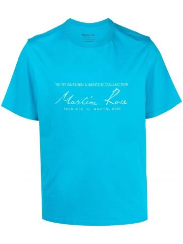 T-shirt azzurra con stampa logo