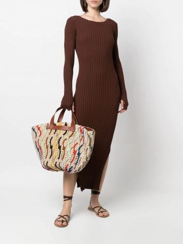 Beige crochet shopping Bag