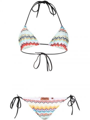 Set Bikini con motivo a zigzag multicolore