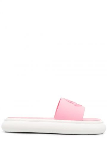 Debossed logo pink Slyder flat Sandals