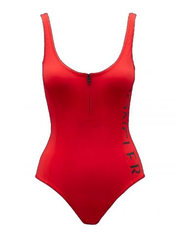 Red One piece Swimsuit with logo