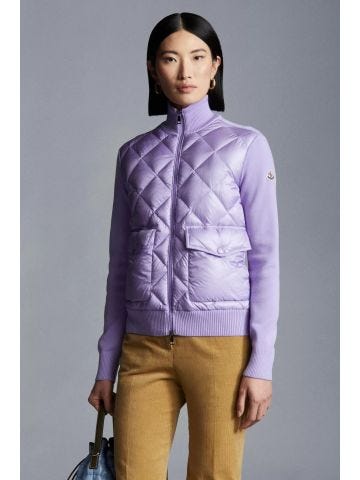 Padded purple wool Cardigan