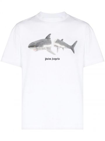 T-shirt bianca con stampa grafica Shark
