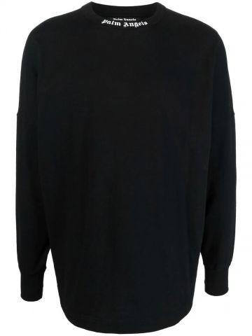 Black long-sleeved T-shirt with logo