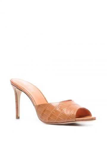Brown stiletto heeled Mules