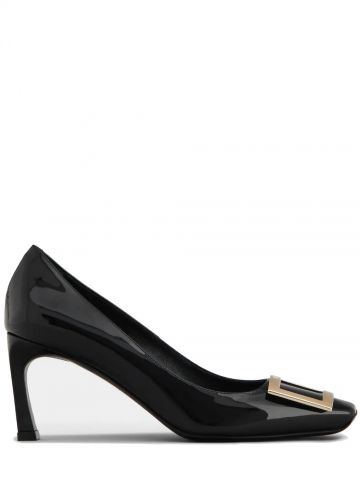 Black Trompette Metal Buckle Pumps in Patent Leather