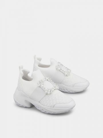 Viv' Run Strass Buckle Sneakers in white technical fabrics