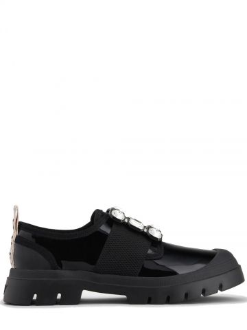 Walky Viv' Strass Buckle Sneakers in Black Patent Leather