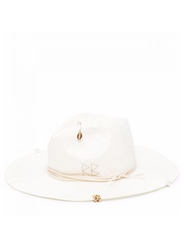 White straw Hat with embroidery