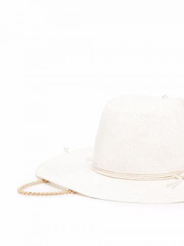White straw Hat with embroidery