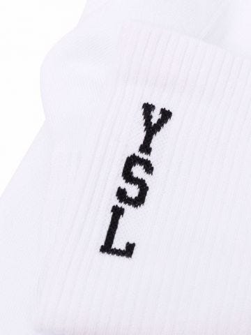 Intarsia knit logo white Socks