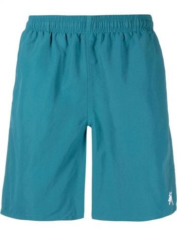 Embroidered logo blue track Shorts