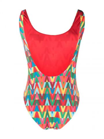 Multicolored print one-piece Swimsuit