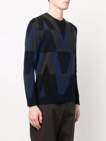 Intarsia pattern black knit Jumper