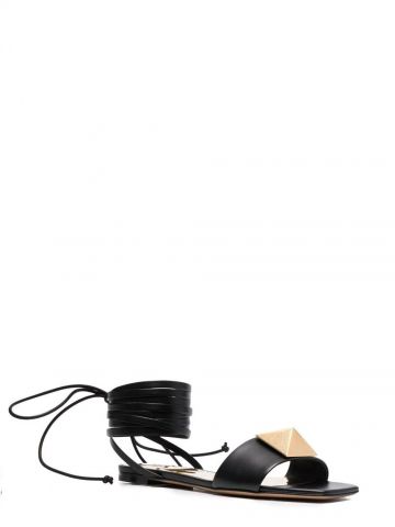 Black Roman Stud flat Sandals