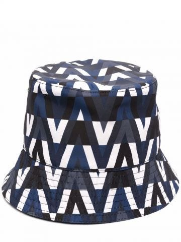 Cappello bucket reversibile blu Optical Valentino
