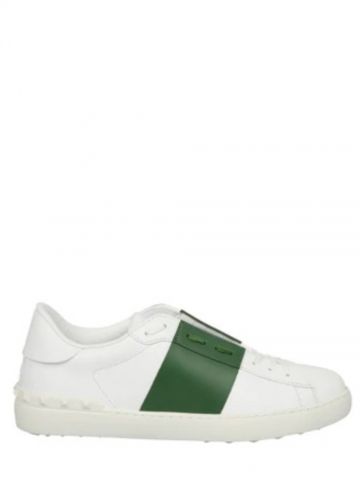Sneakers bianche con pannello a contrasto verde