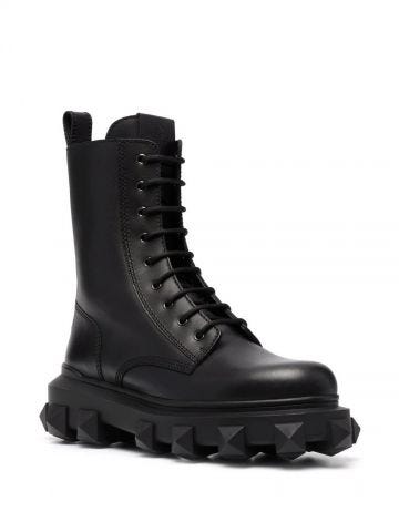 Black trackstud Combat Boots