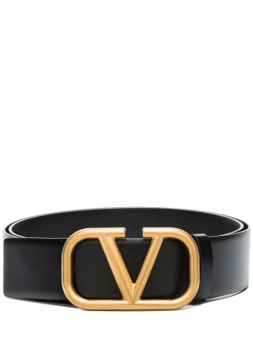 VLOGO black leather Belt