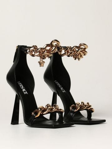 Black Sandal with chain details