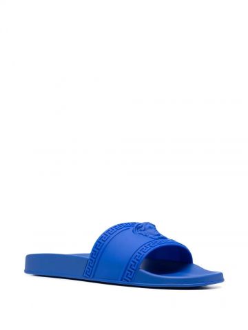 Blue Palazzo Medusa Slides Sandals