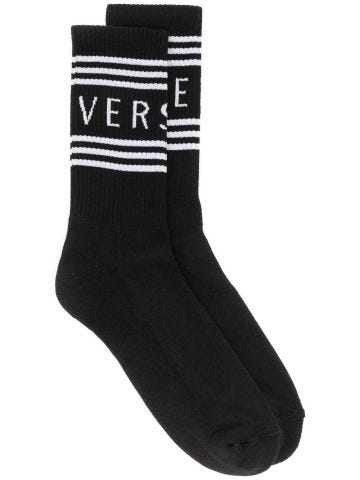 Black printed socks