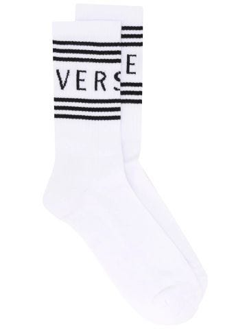 White printed socks