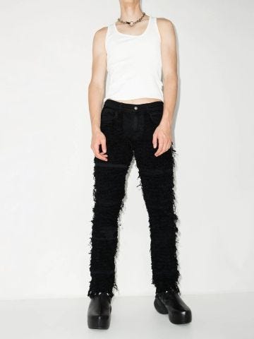 Black straight jeans with worn effect