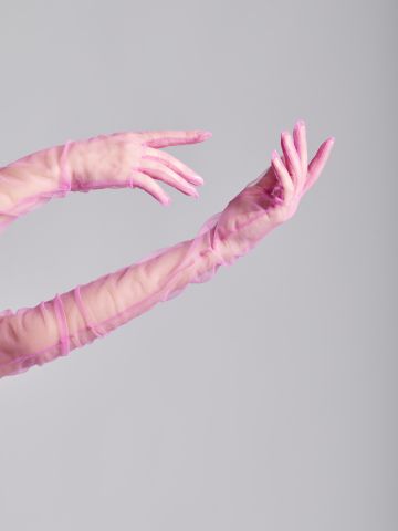Pink long sheer gloves